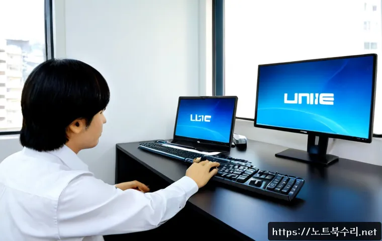 어둔동 윈도우11 windows11 재설치 포맷  초기화 - Photorealistic IT support workstation in a compact neighborhood office, technician reinstalling a mo...