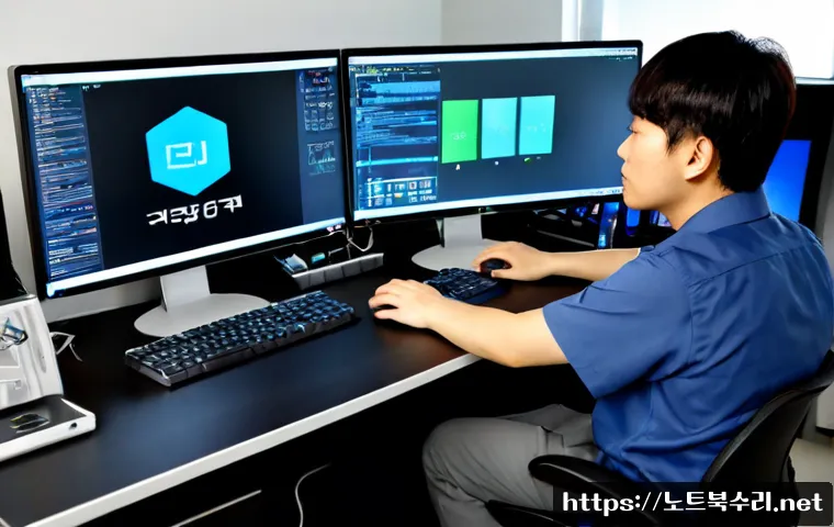 생연동 STATUS_DRIVER_ENTRYPOINT_NOT_FOUND - Photorealistic IT support workstation in a modern Seoul office, engineer troubleshooting a dual-moni...