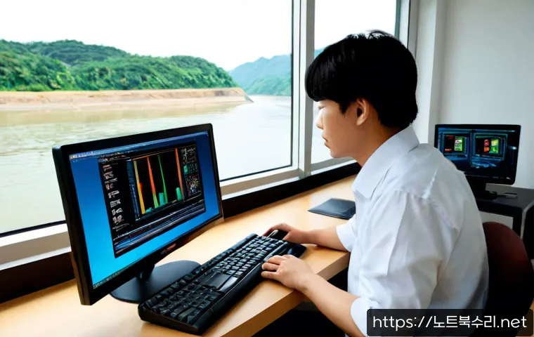 삼패동 STATUS_KERNEL_BLOCKED - Photorealistic IT support workstation in a quiet riverside apartment near Sampae-dong, dual monitors...