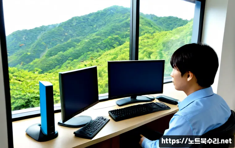 은평구 CRITICAL_PROCESS_DIED - Photorealistic remote-support workstation in Eunpyeong-gu, desktop monitor showing a blank blue reco...