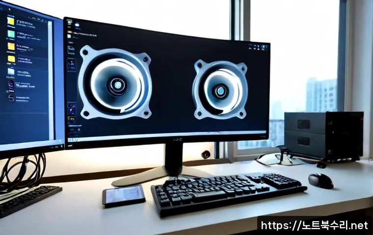 안현동 팬돌다 멈춤 - Photorealistic remote-support workstation in a compact Anhyeon-dong apartment office, open desktop t...