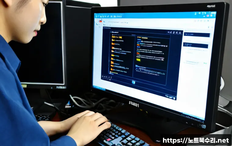 포천동 all boot options are tried - Photorealistic remote IT support workstation in Pocheon-dong, a desktop monitor showing a dark firmw...