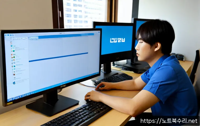 관훈동 부트캠프설치 - Photorealistic IT technician configuring a bootcamp workstation in a compact Gwanhun-dong office, du...