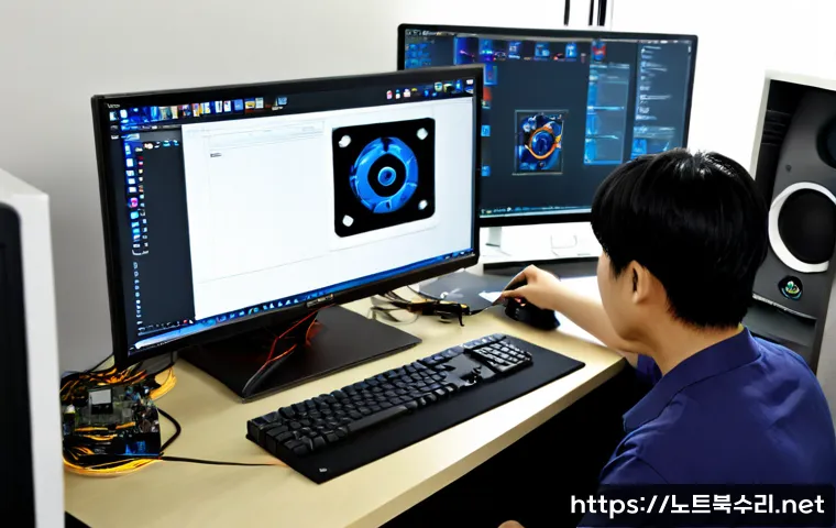 벽제동 VGA조립 및 교체수리 - Photorealistic PC repair workstation in a quiet Byeokje-dong apartment office, technician carefully ...