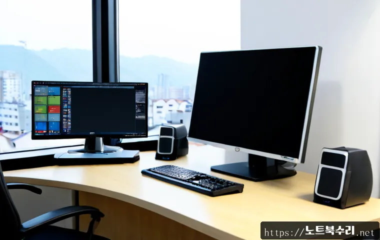 석운동 STATUS_IMAGE_NOT_FOUND - Photorealistic remote-support workstation in a quiet Korean residential district office, dual monito...