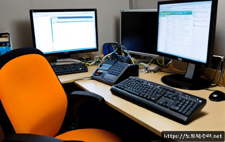상지석동 ubuntu재설치 포맷  초기화 - Photorealistic computer repair workstation in a compact Seokdong apartment office, technician reinst...