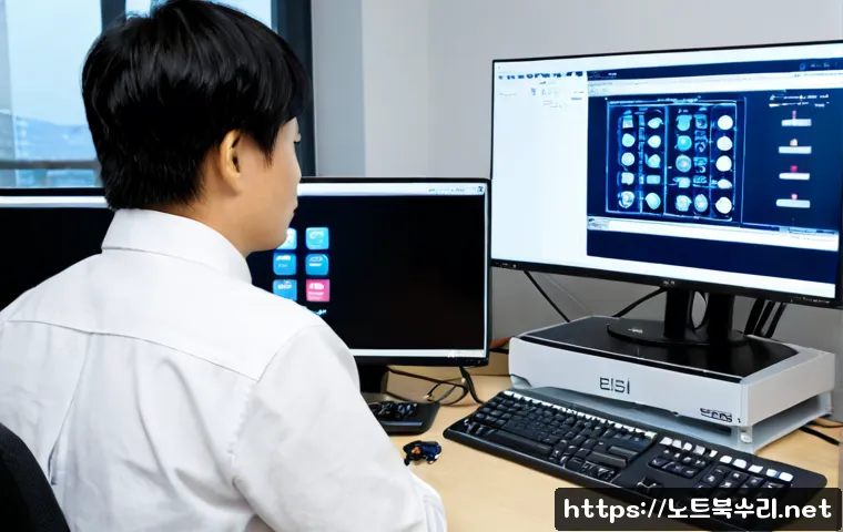 대화동 STATUS_EXECUTION_TIMEOUT - Photorealistic remote-support workstation in a modern office near Daehwa-dong, dual monitors display...