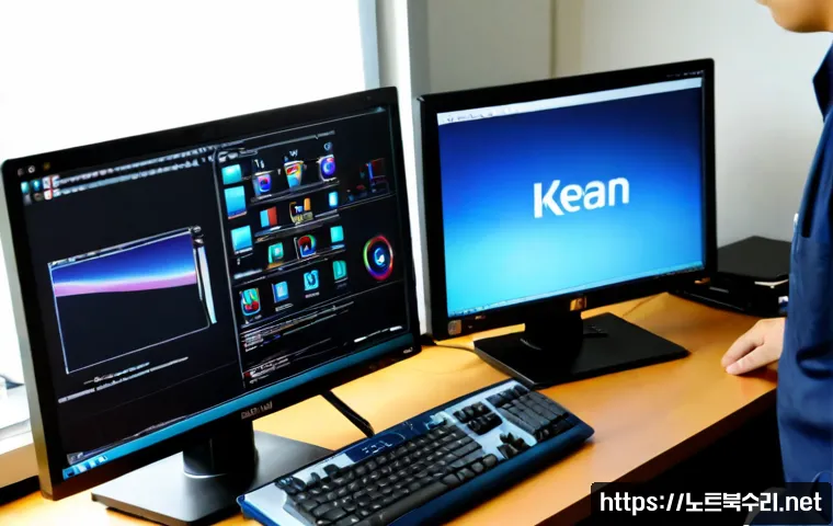 옥길동 STATUS_INVALID_DEVICE_REQUEST - Photorealistic IT support workstation in a modern apartment-office near a quiet Korean new-town gree...