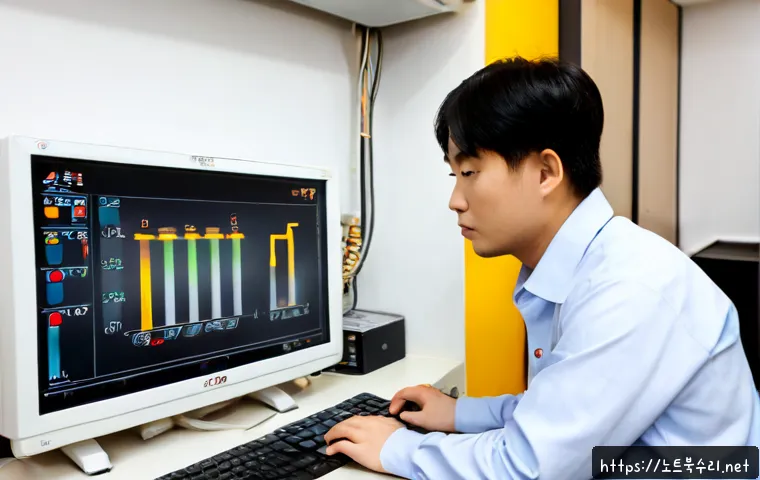 경동 STATUS_INVALID_PARAMETER - Photorealistic technical support workstation, heating-system engineer studying a parameter error on ...