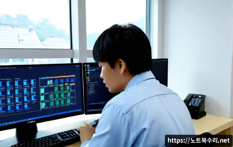 창천동 STATUS_UNSUCCESSFUL - Photorealistic IT support workstation in Changcheon-dong, a focused technician diagnosing a desktop ...