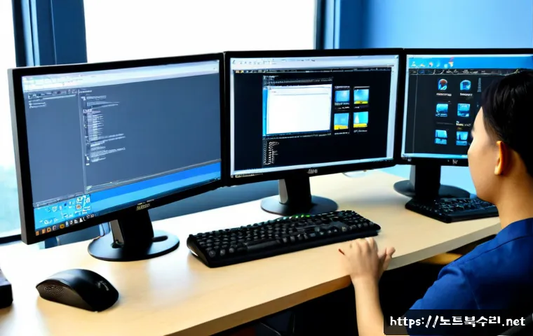 신평동 linux재설치 포맷 초기화 - Photorealistic remote-support workstation in a compact Sindong industrial office, technician reinsta...