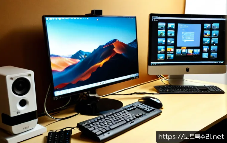 효성동 linux재설치 포맷  초기화 - Photorealistic remote-support workstation in a compact Hyoseong-dong apartment office, Linux desktop...