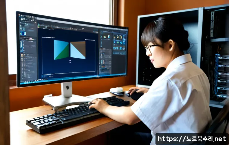 송해면 컴퓨터 desktop 출장방문수리점 - Photorealistic on-site desktop computer repair in a quiet Songhae-myeon farmhouse office, technician...