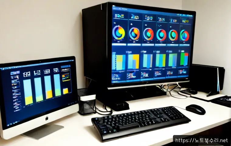 가업동 SESSION_HAS_NO_PAGEFILE - Photorealistic remote-support workstation in a quiet Gaeop-dong apartment office, dual monitors show...