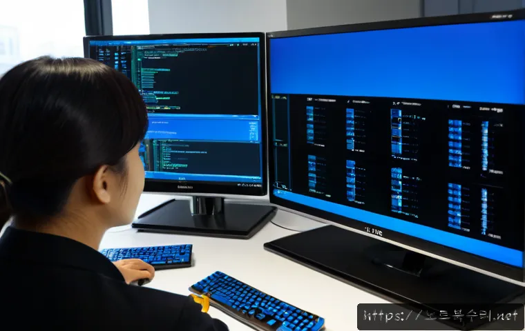 곡반정동 NMI_HARDWARE_FAILURE - Photorealistic IT support workstation in a modern mixed-use apartment office district, desktop tower...