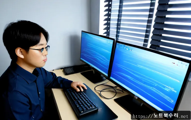 과림동 DRIVER_VERIFIER_DETECTED_VIOLATION - Photorealistic remote IT support workstation in a compact Gwarim-dong apartment office, dual monitor...