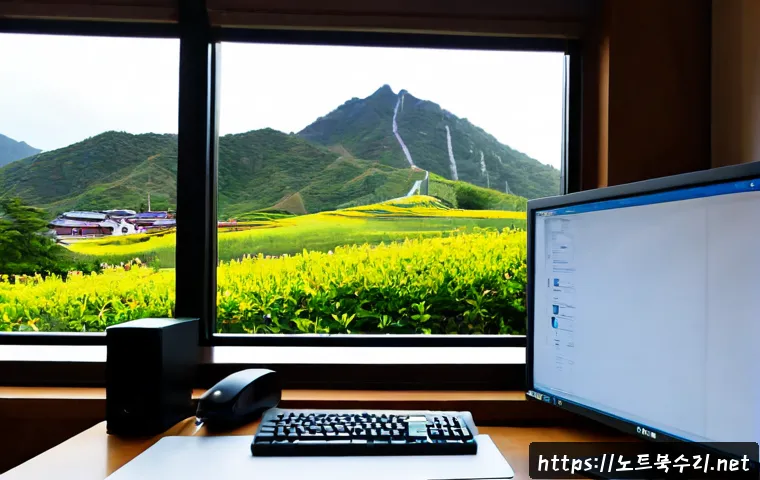 삼각산동 STATUS_FLOAT_UNDERFLOW - Photorealistic IT support workstation in a quiet hillside neighborhood, dual monitors showing a clea...