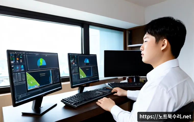 서둔동 STATUS_ILLEGAL_INSTRUCTION - Photorealistic remote-support workstation in a quiet Suwon suburban office, technician reviewing a d...