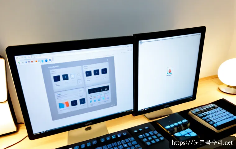 연라동 f4키 누르라고 할때 - Photorealistic remote-support workstation in a compact Yeonra-dong office, close-up of a hand pressi...