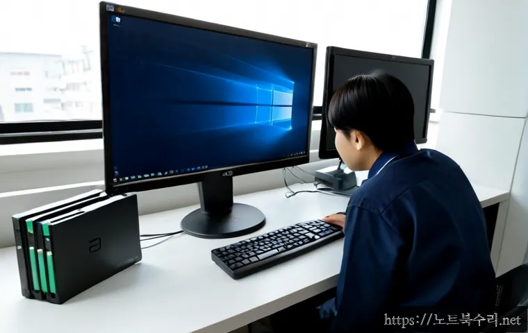 고잔동 공장초기화복구 - Photorealistic remote-support workstation in a compact Gojan-dong industrial office, technician care...