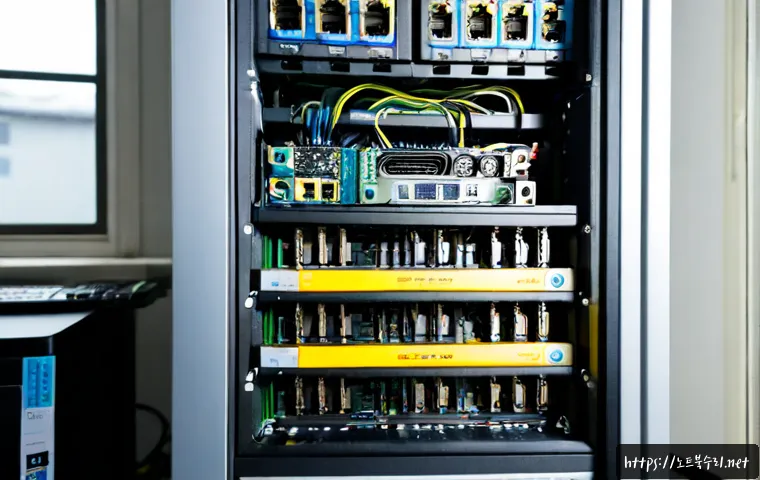옥련동 server출장방문수리점 - Photorealistic server repair workstation in a compact Korean neighborhood office, technician replaci...