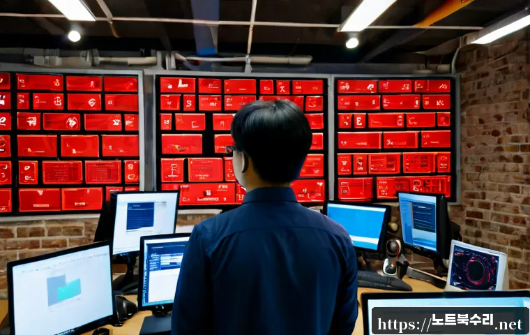 성동구 악성코드 바이러스 - Photorealistic cybersecurity support scene in a Seongsu-style converted brick studio office, IT spec...