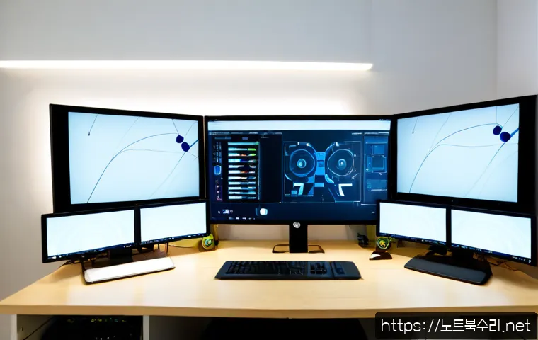 소요동 DRIVER_CAUSED_SYSTEM_CRASH - Photorealistic remote-support workstation in a compact Soyo-dong apartment office, dual monitors fro...