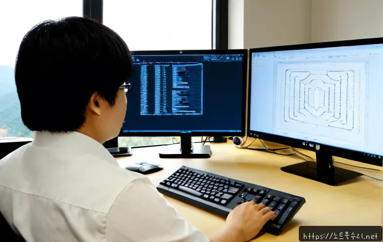 옥련동 STATUS_INVALID_LOCK_SEQUENCE - Photorealistic IT support workstation in a modern Okryeon-dong apartment office, dual monitors showi...