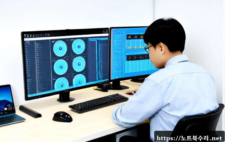 원곡면 STATUS_KERNEL_CONFIGURATION_ERROR - Photorealistic IT support workstation in a compact industrial office near Wongok-myeon, dual monitor...