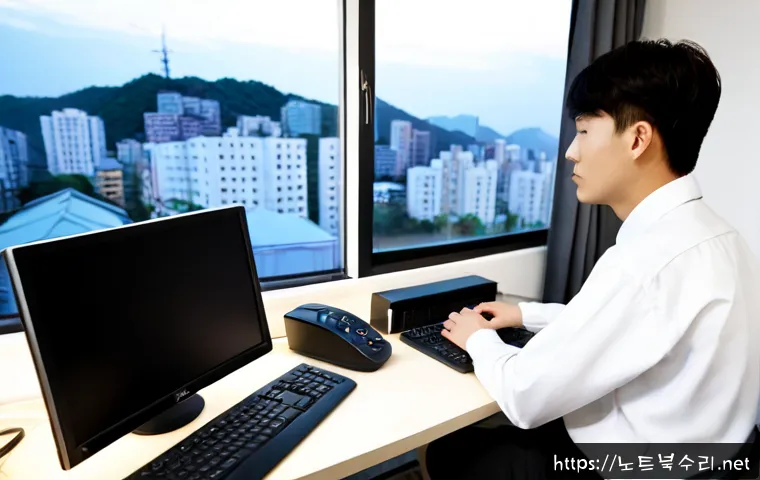 신장동 STATUS_DEVICE_NOT_READY - Photorealistic remote-support workstation in a compact Sinjang-dong apartment office, frustrated tec...
