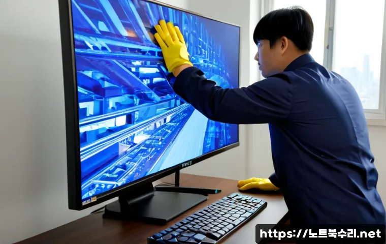 등촌동 KERNEL_DATA_INPAGE_ERROR - Photorealistic IT support workstation in a compact Deungchon-dong apartment office, high-end desktop...
