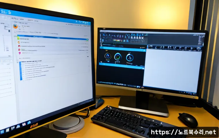 평리동 STATUS_IO_TIMEOUT - Photorealistic remote-support workstation in a compact Pyeongni-dong office, desktop monitor showing...
