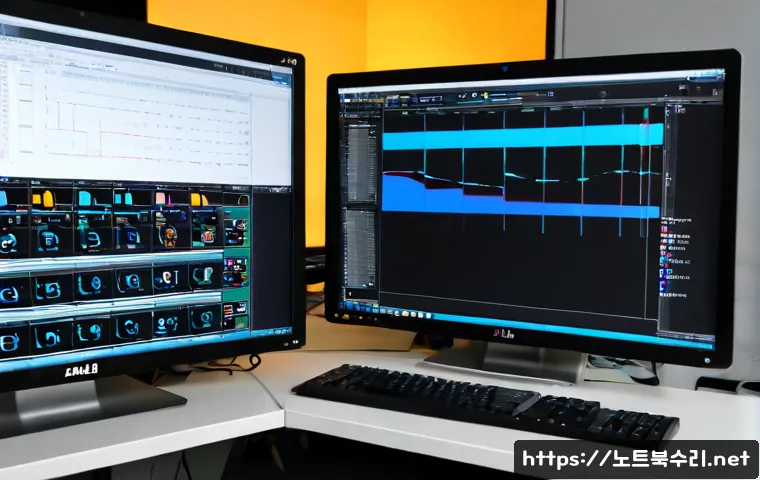 서현동 STATUS_INVALID_OBJECT - Photorealistic software support workstation in a modern Bundang-style office, engineer studying a la...