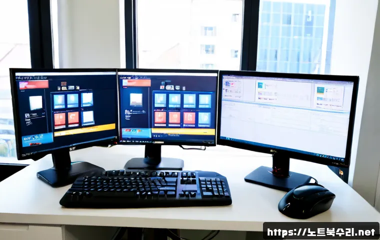 노온사동 HARDWARE_FAILURE - Photorealistic product design workstation in a compact Korean electronics repair office, dual monito...