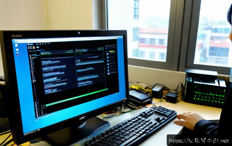 인수동 공장초기화복구 - Photorealistic remote-support workstation in a compact Insu-dong electronics repair office, desktop ...