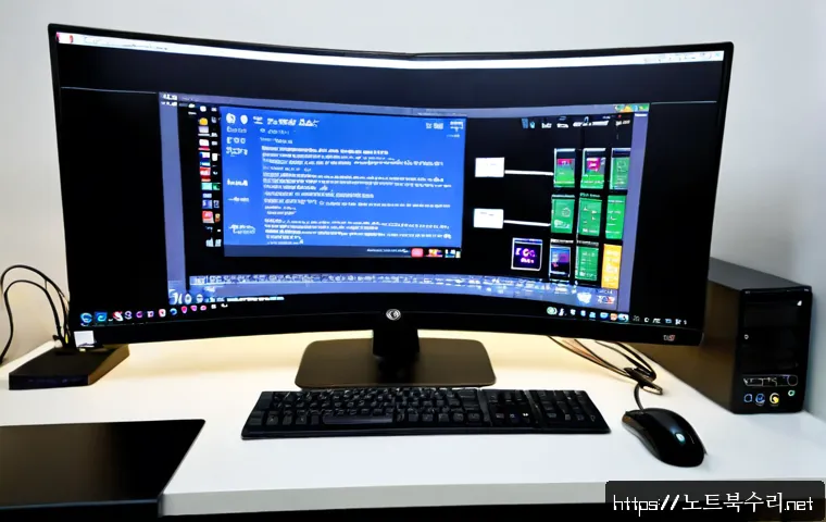 우만동 BOOTMGR is missing - Photorealistic IT support workstation in a compact Suwon office, desktop monitor showing a dark star...