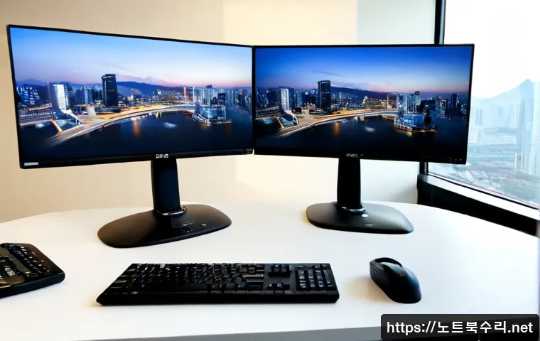 학익동 THREAD_TERMINATION_PORT - Photorealistic remote-support engineering workstation in a modern Incheon Hakik-dong office, dual mo...