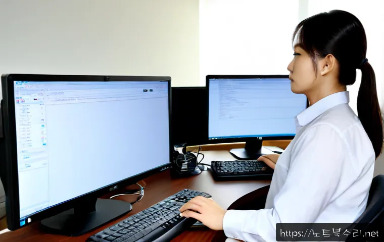 중화동 STATUS_FILE_NOT_FOUND - Photorealistic remote-support workstation in a compact Zhonghwa-dong apartment office, dual monitors...