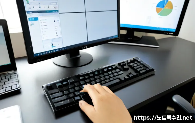 신갈동 press  f4  key - Photorealistic remote-support workspace in a quiet Singal-dong apartment office, close-up of a hand ...