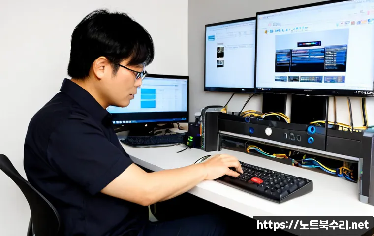 사당동 HARDWARE_MEMORY_FAILURE - Photorealistic remote IT support workstation in a compact Sadang-dong apartment office, desktop towe...