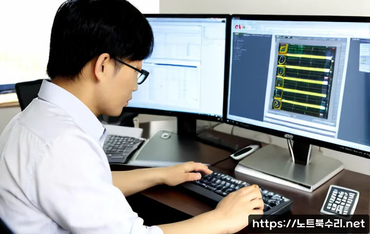 감이동 STATUS_INVALID_CALLER - Photorealistic remote-support workstation in a quiet suburban office near Gambidong, dual monitors s...