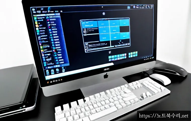 오장동 맥윈도우 부트캠프_bootcamp 재설치 포맷  초기화 - Photorealistic desktop support workstation in Ojang-dong, Seoul, showing a sleek all-in-one computer...