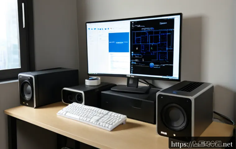 개봉동 중고컴퓨터 pc 출장판매설치 - Photorealistic used desktop computer installation in a compact apartment workspace, technician conne...