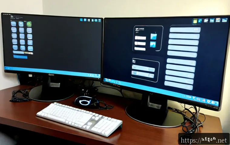 동구동 STATUS_DEVICE_OFFLINE - Photorealistic IT support workstation in a quiet Dong-gu-dong office, dual monitors showing a clean ...