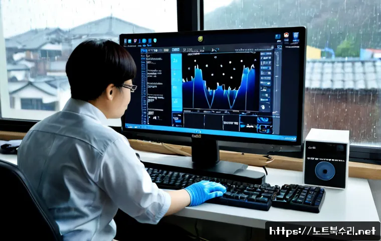 오정동 STATUS_KERNEL_SECURITY_CHECK - Photorealistic IT support workstation in Ojeong-dong, a desktop tower opened beside a dual-monitor s...