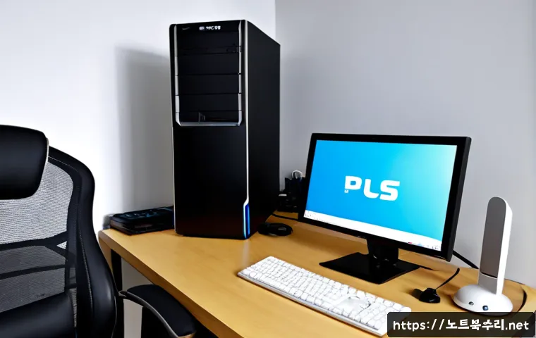 탑동 중고컴퓨터 pc 출장판매설치 - Photorealistic home-office installation scene in a modest Topdong apartment, technician setting up a...