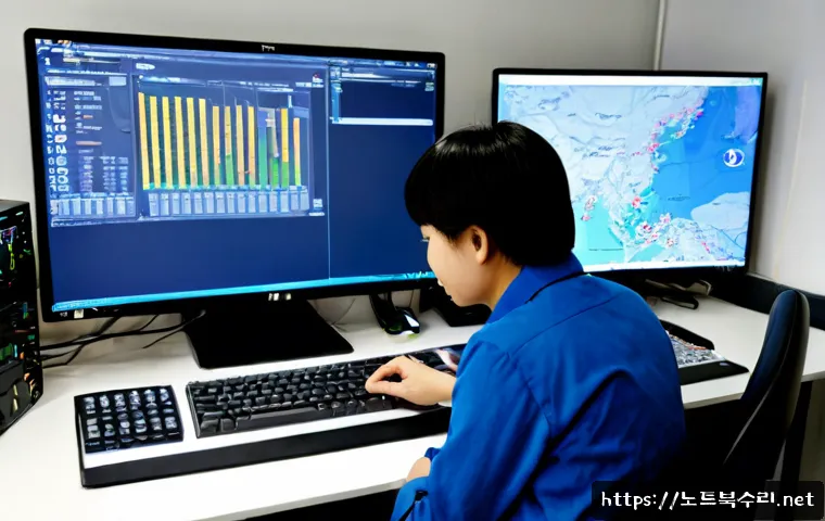 신모산동 HARDWARE_MEMORY_FAILURE - Photorealistic hardware diagnostic workstation in a compact industrial office, technician reseating ...
