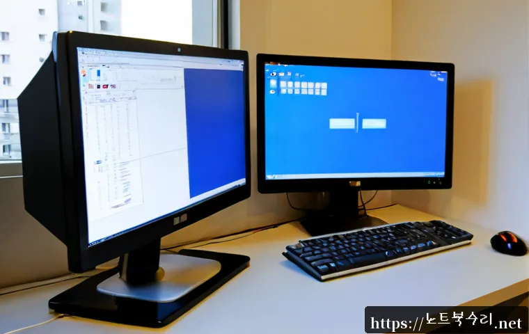 누읍동 HAL_INITIALIZATION_FAILED - Photorealistic compact workstation in a quiet Korean residential district apartment, dual monitors s...