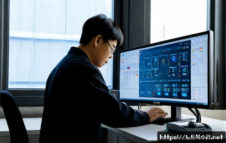 오정동 STATUS_KERNEL_UNSUPPORTED_DEVICE - Photorealistic remote-support workstation in a compact industrial office, dual monitors showing a cl...
