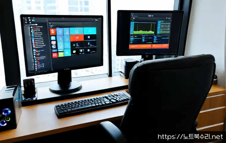 하야동 HARDWARE_FAILURE - Photorealistic IT support workstation in a compact Haya-dong apartment office, desktop tower opened ...